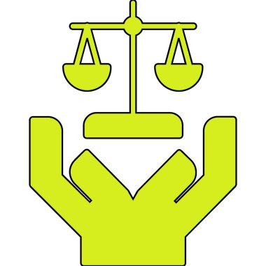 Adalet simgesi. Adalet vektör simgesi web için anahat çizimi