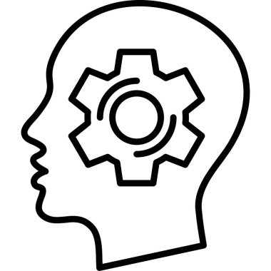 Vites simgesine sahip insan kafası, beynin ana tasarımı