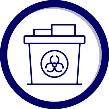 Vektör simgesini geri dönüştür. Bu yuvarlak düz sembol beyaz arkaplan üzerinde kobalt ve gri renkler ve renkler kullanır