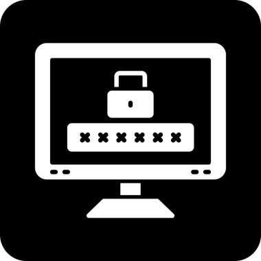 Laptop Kilit simgesi, vektör illüstrasyonu