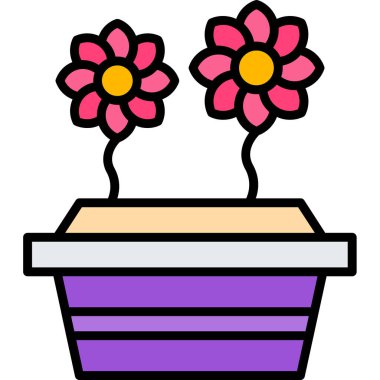 Çiçek bahçesi ikonu. Web için bahçe vektörü simgelerinin özet çizimi