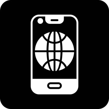 Cep telefonlu akıllı telefon küresi. Web simgesi basit tasarım