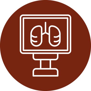 Akciğerler vektör simgesi. Stil düz yuvarlak sembol, turuncu renk, yuvarlak açıları, beyaz arka plan.