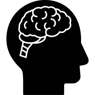 Beyin vektör ikonu. biçim düz grafik sembolü, siyah renk, beyaz arkaplan