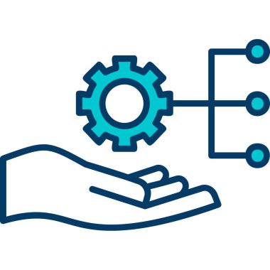 dişli izole simge ile el