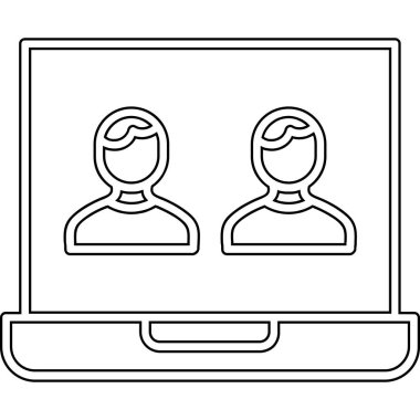 İnsanların simge vektör çizimine sahip dizüstü bilgisayar