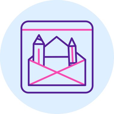 Harf e- posta simgesi, vektör illüstrasyonu içeren zarf e- posta