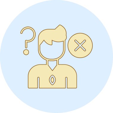 Soru işareti ve ikonu olan adam. vektör illüstrasyonu