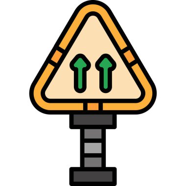 Yol işareti simgesi. Taslak yol işareti vektör rengi düz izole