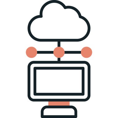 bulut hesaplama vektör çizgisi simgesi