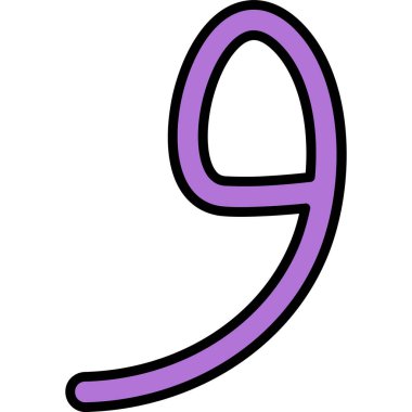 9 numaralı karikatür çizimi beyaz arkaplanda izole edildi