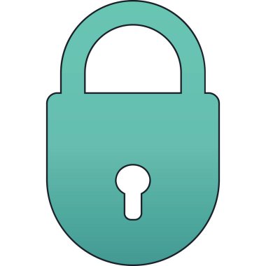 Asma kilit simgesi. düz vektör çizimi beyaz arkaplanda izole edildi.