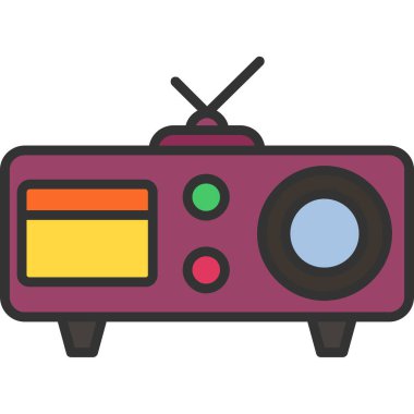 Düz tasarım radyo simgesi beyaz arkaplan üzerinde izole vektör illüstrasyonu