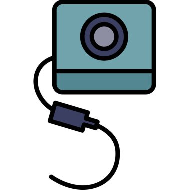 Video kamera simgesi renk dış hat vektörü