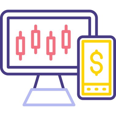 Dolar işareti vektör illüstrasyonlu bilgisayar