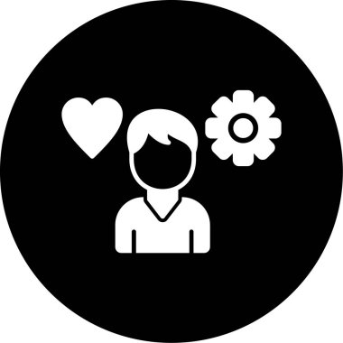 Çiçek ve kalbe sahip bir adam, ikon, vektör illüstrasyonu