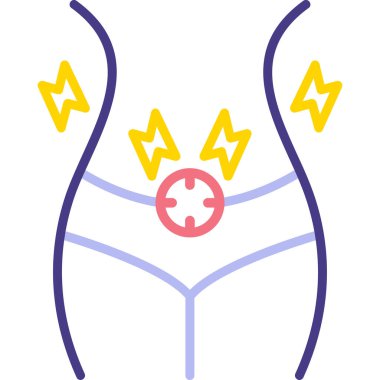 Kurdele ikonlu kadın vücudu. Ana hatlarıyla kadın ve ince çizgili vektör renk hatları. doğrusal ince çizgi biçimi.