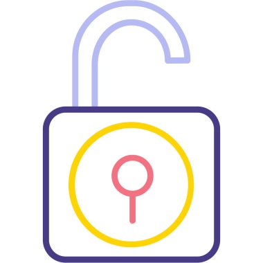 Kilidi aç. Web simgesi basit illüstrasyon