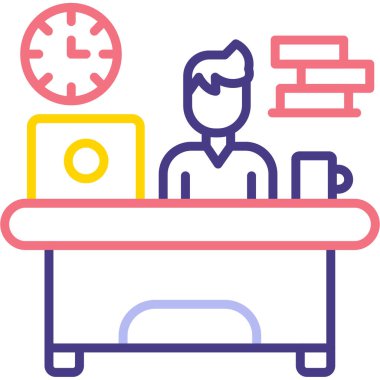 Adam dizüstü bilgisayarla çalışıyor, vektör illüstrasyonu