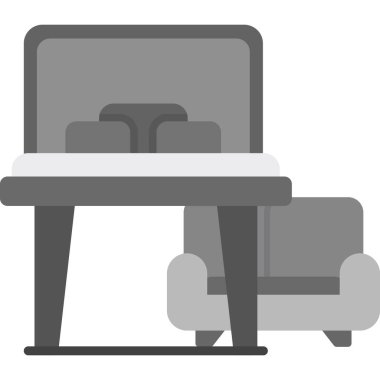 Masa başı vektör simgesi. Siyah vektör simgesi beyaz arkaplan masa sandalyesinde izole edildi.