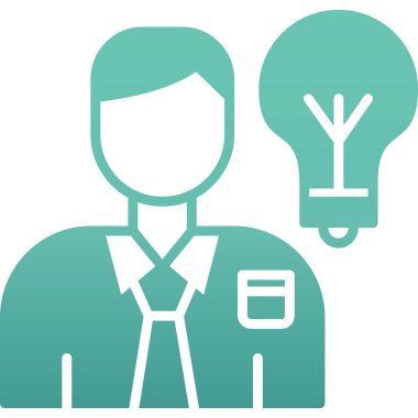 Ampul ikonu olan bir iş adamı. vektör illüstrasyonu