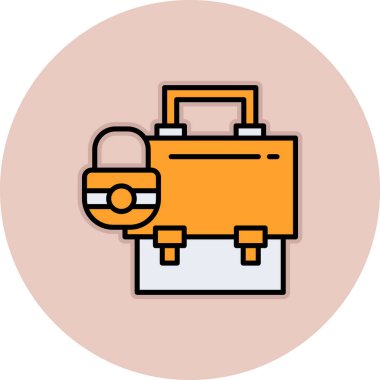 Güvenlik asma kilidi ve güvenlik vektör illüstrasyon tasarımı olan çanta