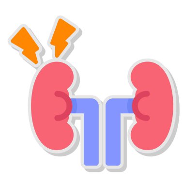 Böbrek ikonlu insan karaciğeri, çizgi film tarzı.