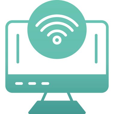 Kablosuz ağ ikonlu laptop. Basit vektör illüstrasyonu. ağ için kablosuz vektör simgesi