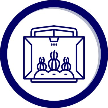 Bir yangın söndürücünün mavi ve beyaz ikonunun vektör çizimi