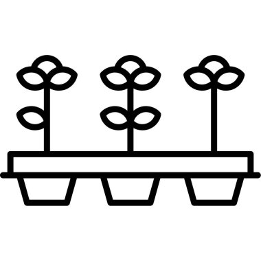 Sera bitkileri ikon ana hatları vektörü. Bahçe serası. bitkiler