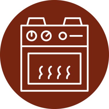 Fırın sembolü. Bu düz vektör sembolü, beyaz zemin üzerinde kahverengi renk var..