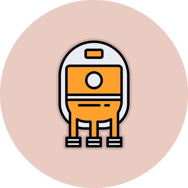 Yuvarlak vücutlu basit turuncu robot.