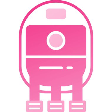 Üç bacaklı pembe robot.
