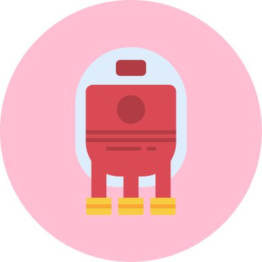 Sarı bacaklı kırmızı robot.