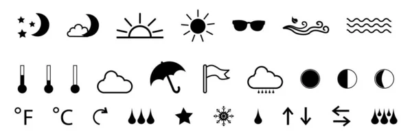 Weather Icons Weather Forecast Icon Set Weather Forecast Outline Web — Stock Vector