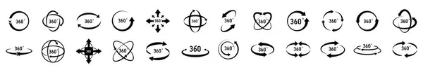 360 Stopni Widoków Ikony Koła Wektorowego Zestaw Odizolowany Tła Znaki — Wektor stockowy
