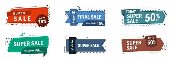 Sale Banner Templates Design Special Offer Tags Super Sale Discounts — Stock Vector