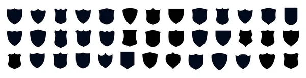 Escudos Listos Colección Iconos Escudo Seguridad Con Contornos Signos Lineales — Vector de stock