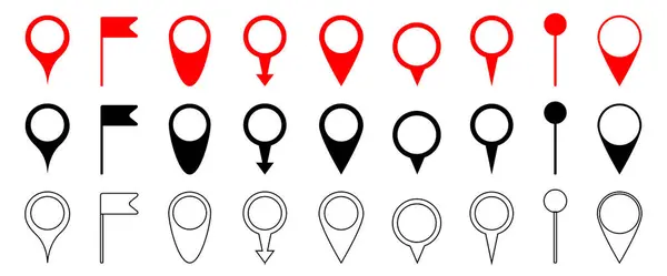 Set Map Pin Icons Modern Map Markers Flat Map Pin — Stock Vector