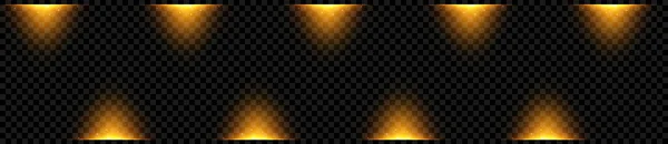 Vektor Illustration Gyllene Abstrakt Transparent Ljuseffekt Isolerad Svart Bakgrund Runda — Stock vektor