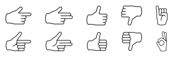 Ручной Жест Иконка Набор Различных Фигур Included Иконы Взаимодействие Пальцев — стоковый вектор