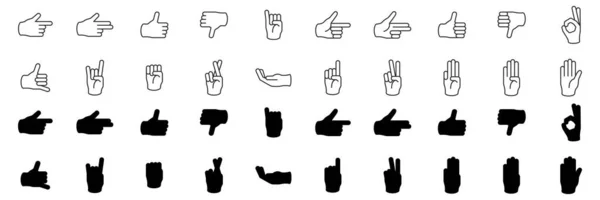 Conjunto Ícones Gestos Mão Várias Formaçõesincluído Ícones Como Interação Dedos — Vetor de Stock