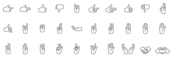 Hand Gesture Icon Set Various Shapesincluded Icons Fingers Interaction Pinky — Stock Vector