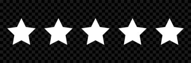 Beş yıldızlı müşteri ürün değerlendirmesi düz simge Stars koleksiyonu. Yıldız vektör simgeleri. Şeffaf arkaplanda izole edilmiş altın ve siyah yıldız kümeleri. Vektör illüstrasyonu