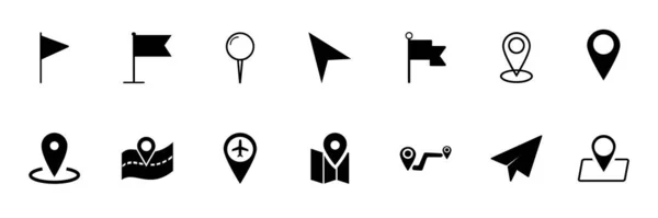 Ikony Lokalizacji Ustawione Ikony Nawigacyjne Mapa Ikony Wskaźnika Kolekcja Znaków — Wektor stockowy