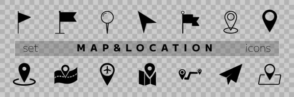 Location Icons Set Navigation Icons Map Pointer Icons Point Illustration — Stock Vector