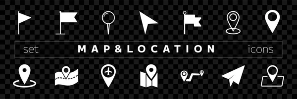 Location Icons Set Navigation Icons Map Pointer Icons Point Illustration — Stock Vector