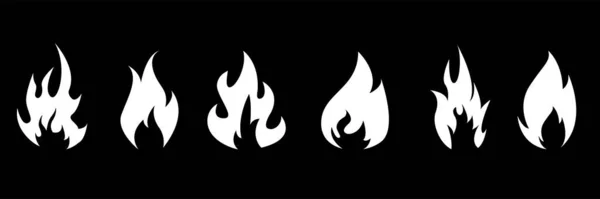 Vuur Icoon Collectie Vuurvlam Symbool Bonfire Silhouet Logotype Vlamsymbolen Set — Stockvector