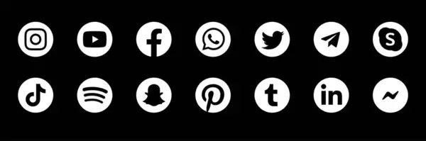 Реалістична Колекція Логотипів Соціальних Мереж Круглі Піктограми Соціальних Мереж Або — стоковий вектор