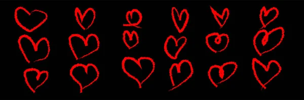 Ovais Desenhadas Mão Destaque Círculos Set Red Coração Mão Desenhada — Vetor de Stock